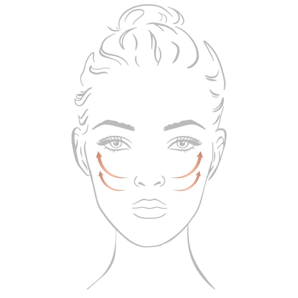 Outline of face with arrows going upward on cheeks