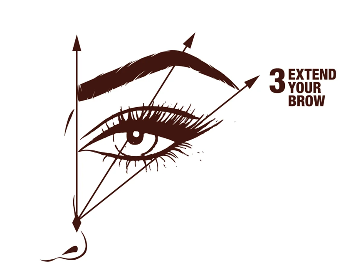 Charlotte's diagram explaining how to extend your brow outwards for a more defined tail